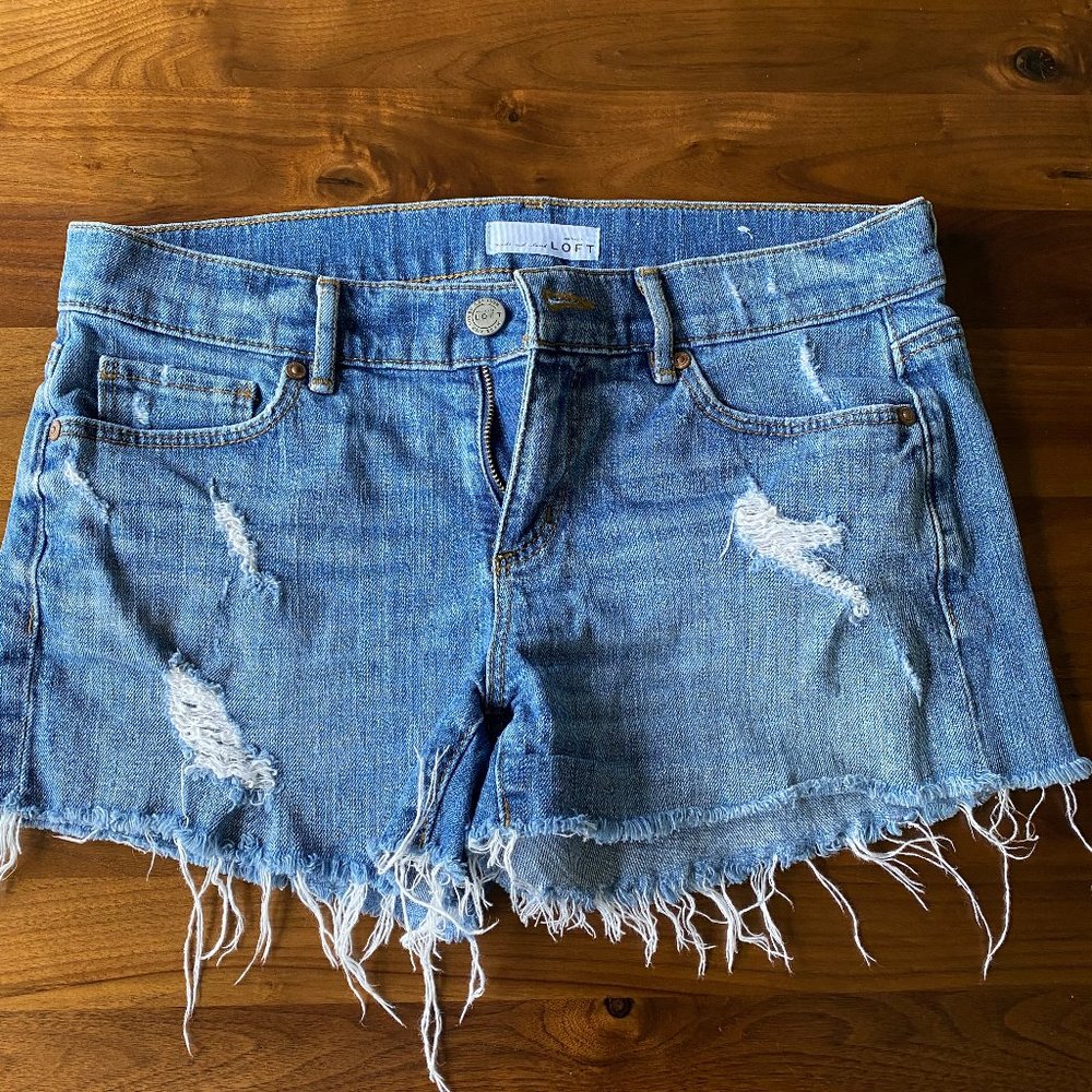LOFT distressed denim shorts